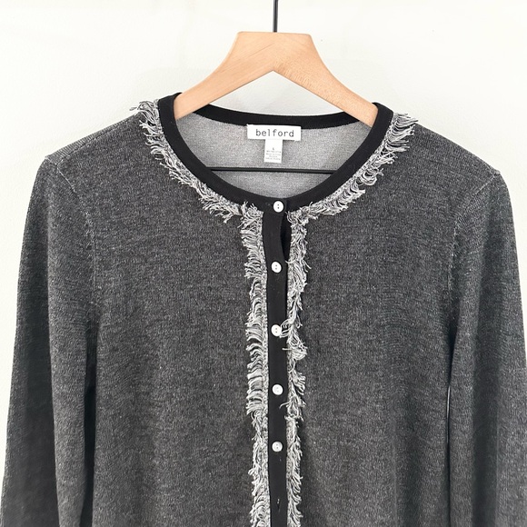 Belford Fringe Hem Cardigan Gray Size Large - Picture 2 of 5